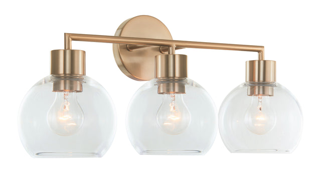Cortona On Trend Brushed Brass Three Light Bath Vanity - Light Goods